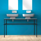 Lavabo doppio da appoggio in ceramica moderno fatto in Italia, Reale Viadurini