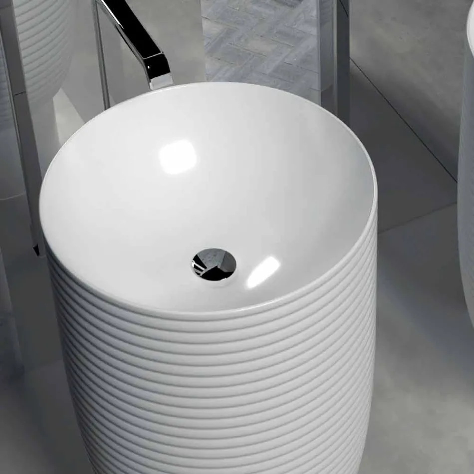 Lavabo Freestanding in Ceramica Bianca o Colorata Trabia Viadurini