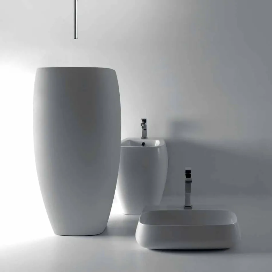 Lavabo freestanding in ceramica design moderno Gais, fatto in Italia Viadurini