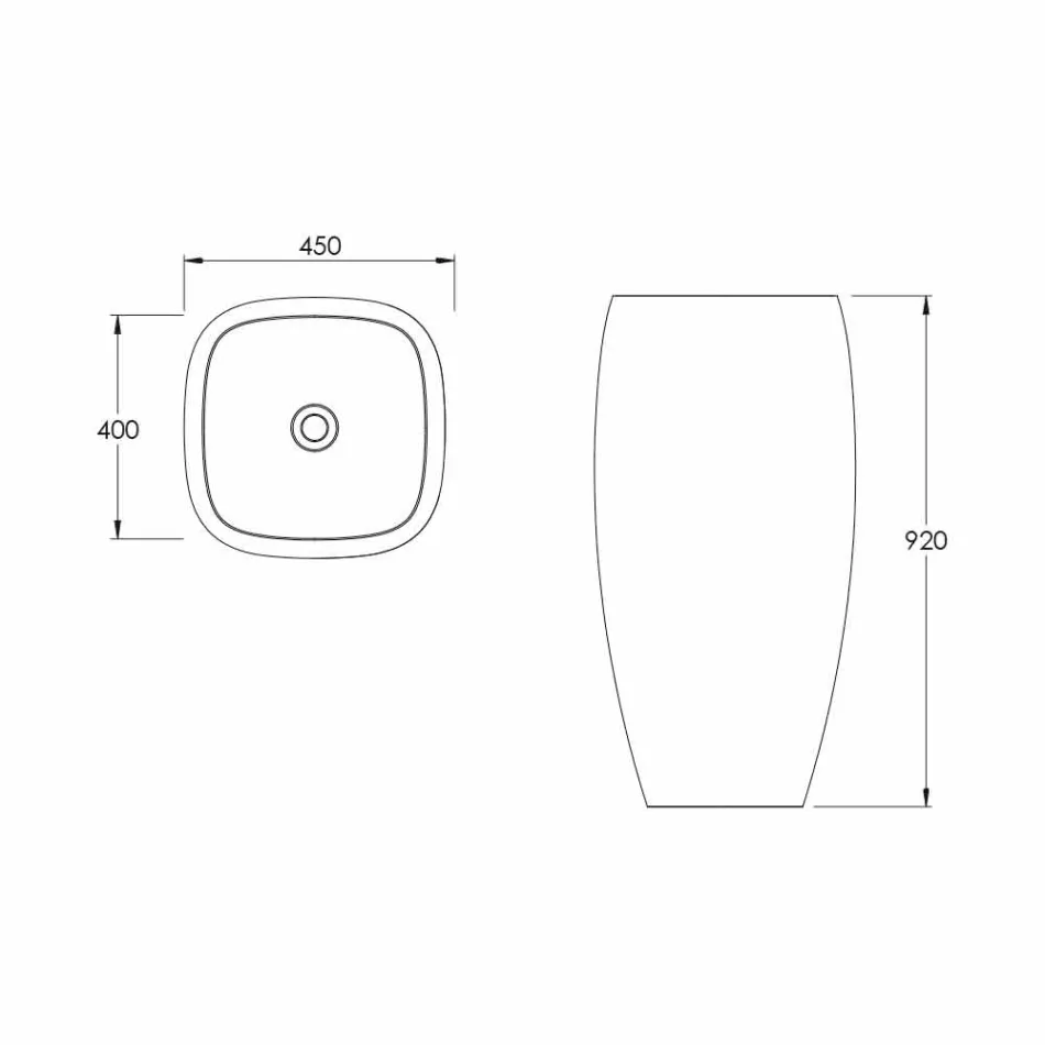 Lavabo freestanding in ceramica design moderno Gais, fatto in Italia Viadurini