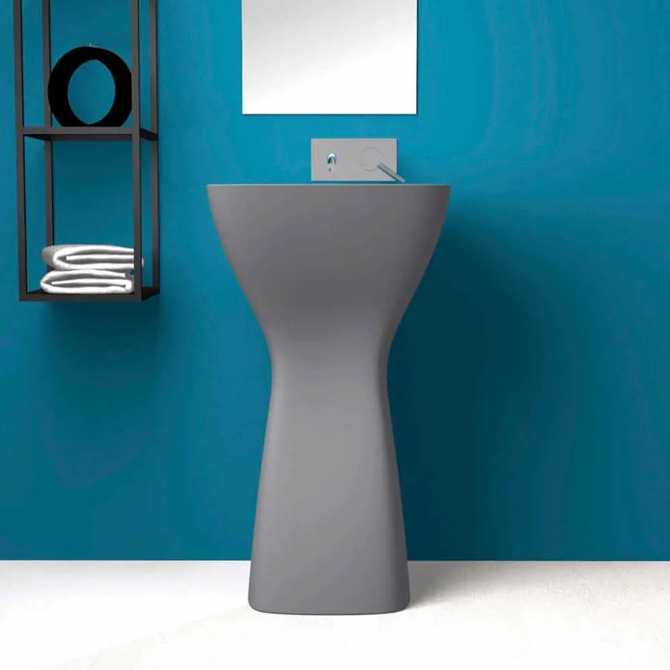 Lavabo freestanding in ceramica moderno realizzato in Italia, Firmino Viadurini