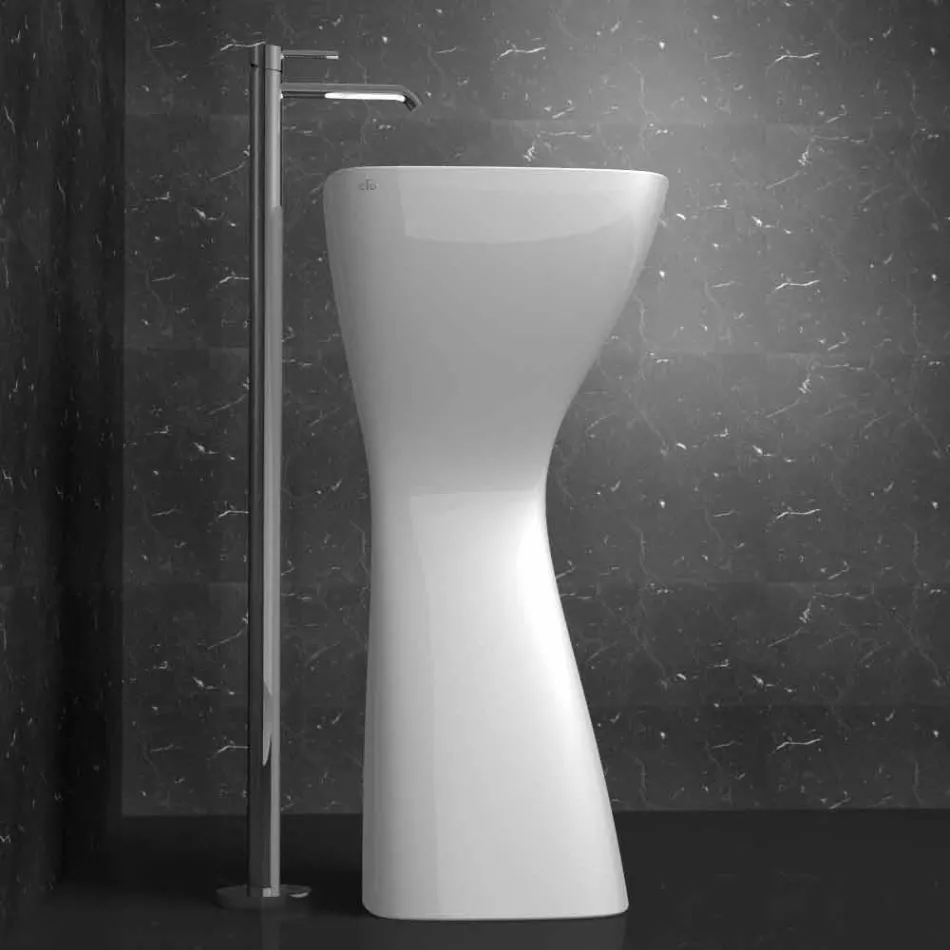Lavabo freestanding in ceramica moderno realizzato in Italia, Firmino Viadurini