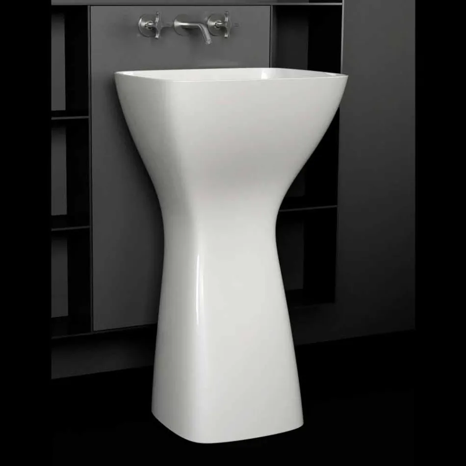 Lavabo freestanding in ceramica moderno realizzato in Italia, Firmino Viadurini