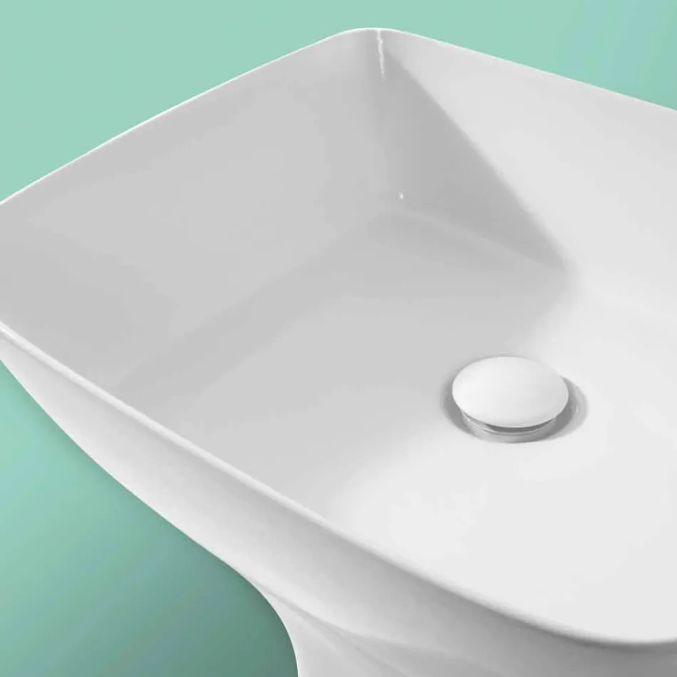 Lavabo freestanding in ceramica moderno realizzato in Italia, Firmino Viadurini