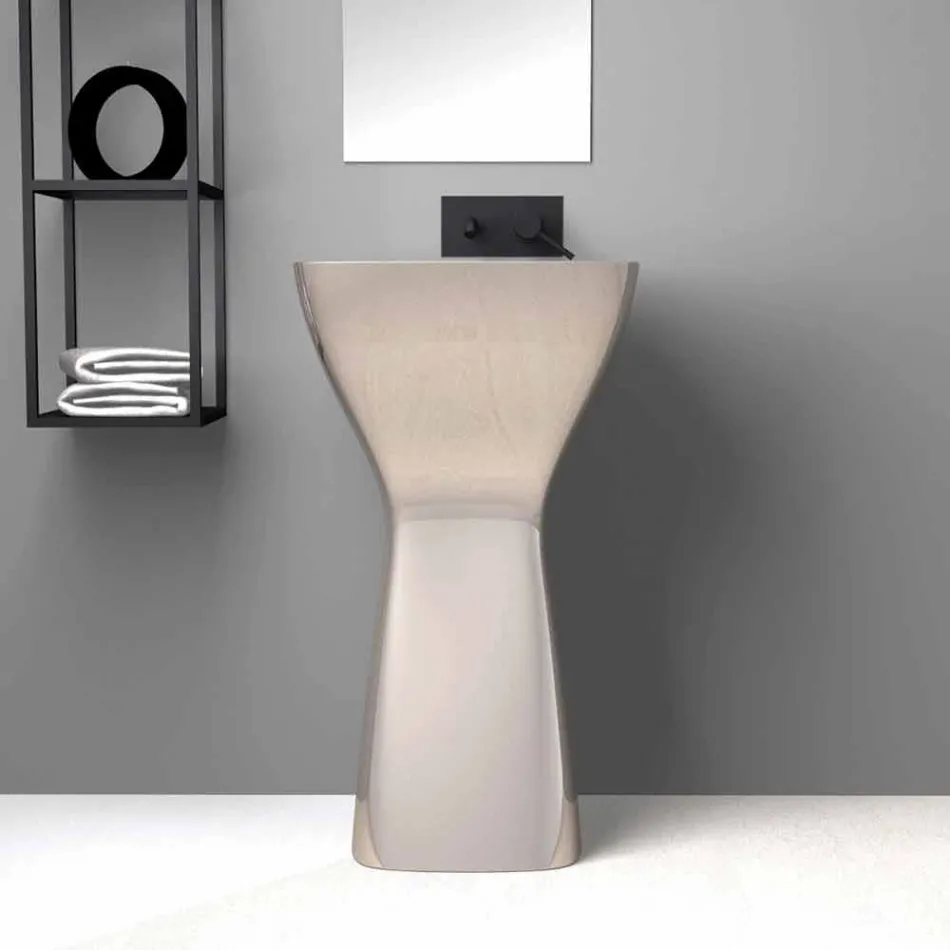 Lavabo freestanding in ceramica moderno realizzato in Italia, Firmino Viadurini