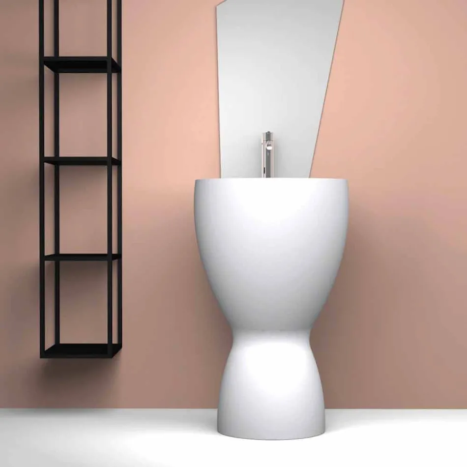 Lavabo freestanding moderno in ceramica prodotto in Italia, Basile Viadurini