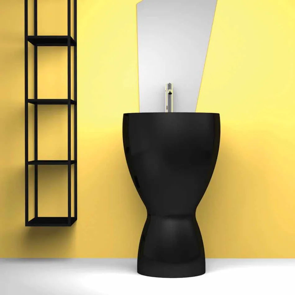 Lavabo freestanding moderno in ceramica prodotto in Italia, Basile Viadurini