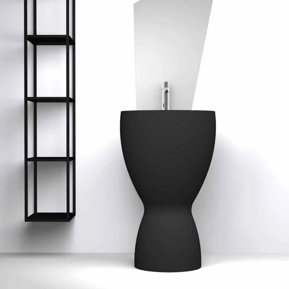 Lavabo freestanding moderno in ceramica prodotto in Italia, Basile Viadurini