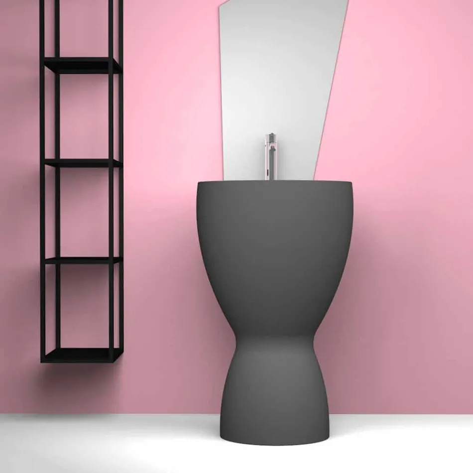 Lavabo freestanding moderno in ceramica prodotto in Italia, Basile Viadurini