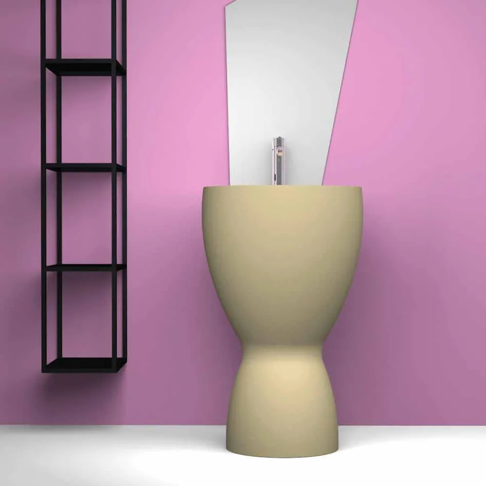 Lavabo freestanding moderno in ceramica prodotto in Italia, Basile Viadurini
