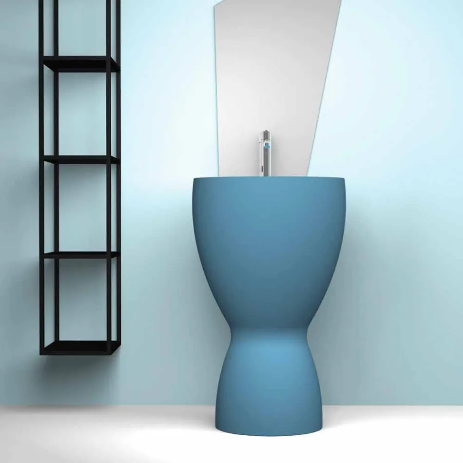 Lavabo freestanding moderno in ceramica prodotto in Italia, Basile Viadurini