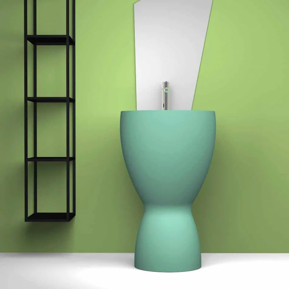 Lavabo freestanding moderno in ceramica prodotto in Italia, Basile Viadurini