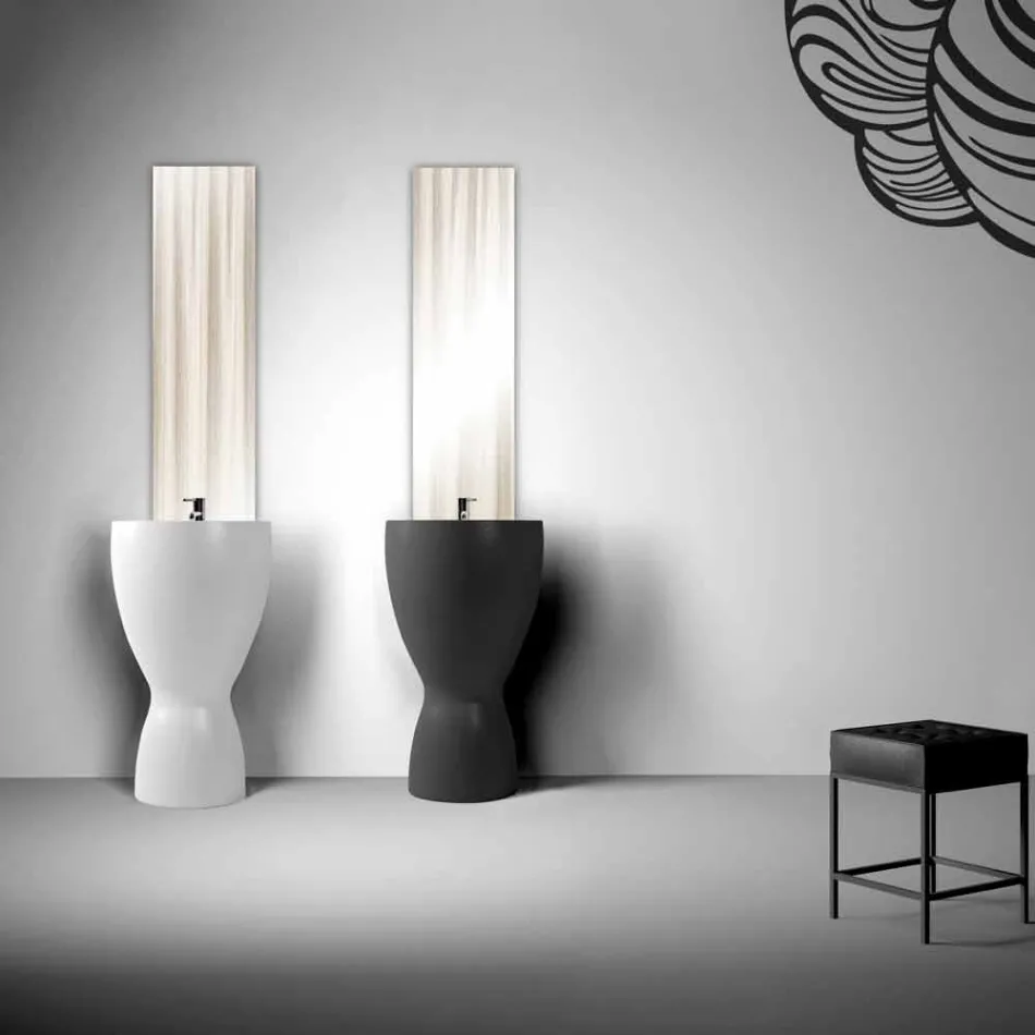 Lavabo freestanding moderno in ceramica prodotto in Italia, Basile Viadurini