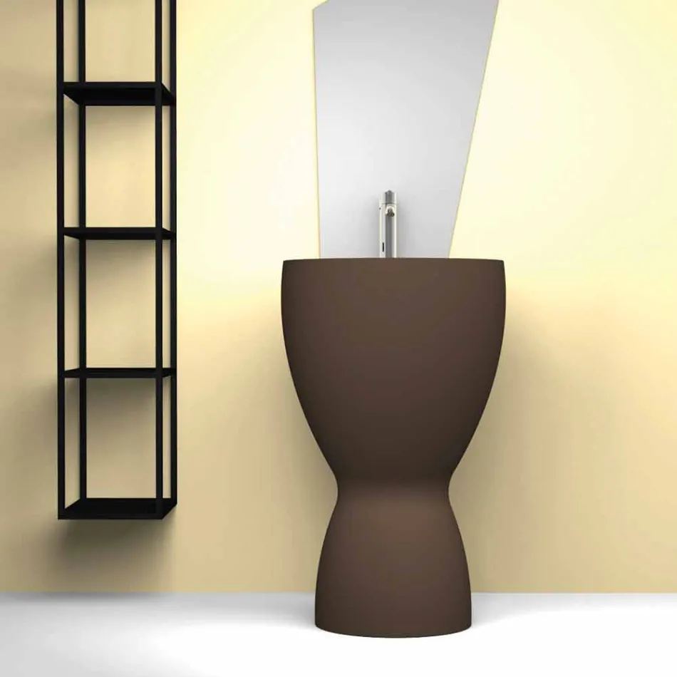 Lavabo freestanding moderno in ceramica prodotto in Italia, Basile Viadurini