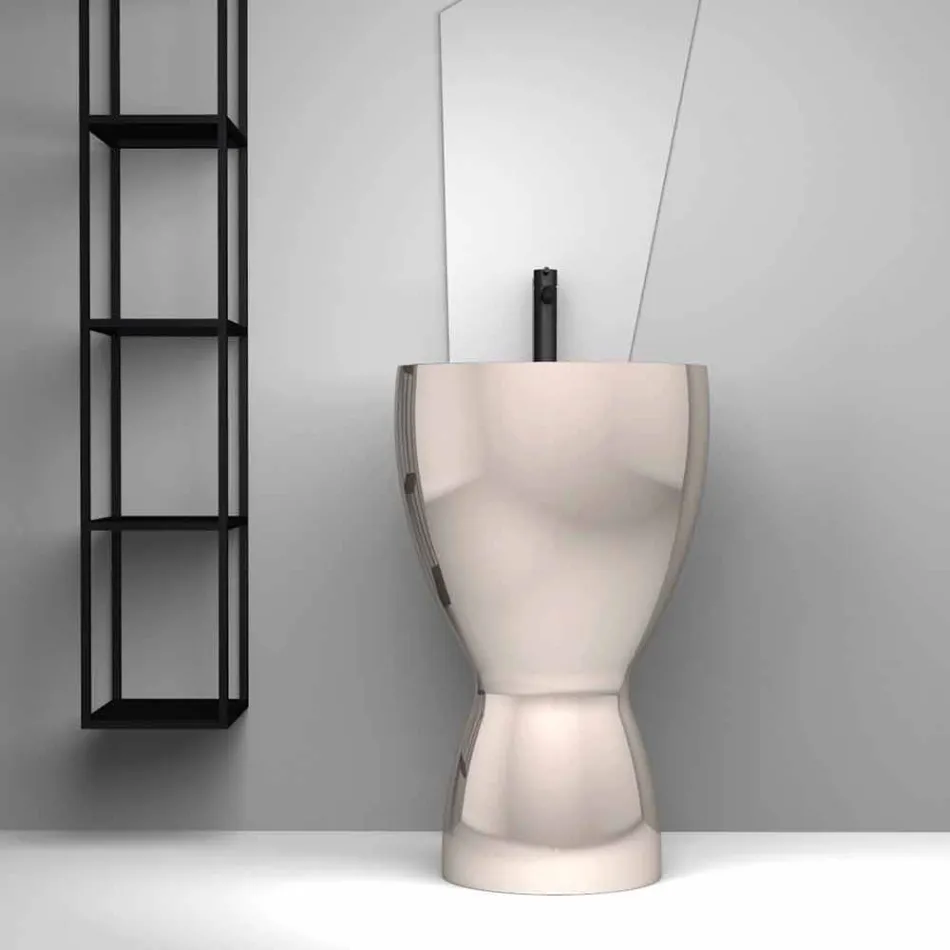 Lavabo freestanding moderno in ceramica prodotto in Italia, Basile Viadurini