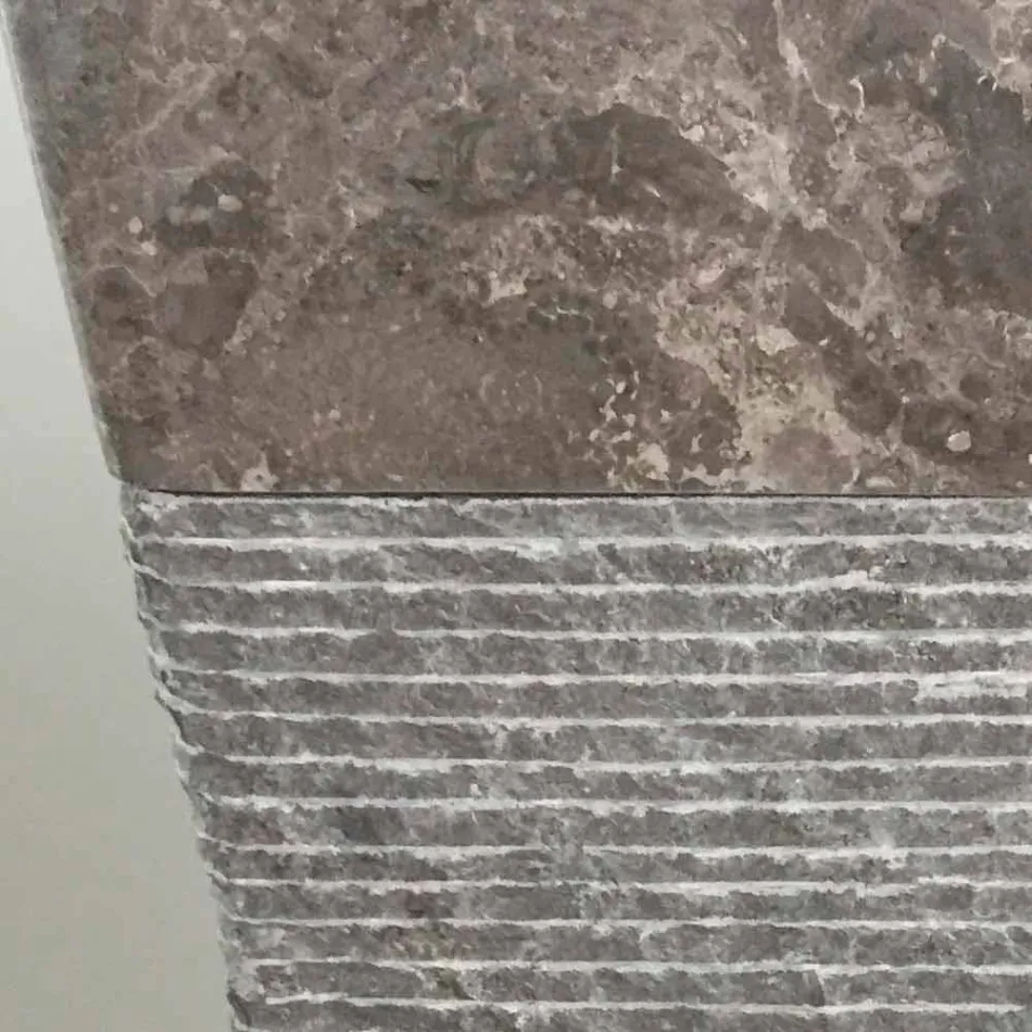 Lavabo grigio a colonna design in pietra Taffy, pezzo unico Viadurini