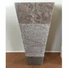 Lavabo grigio a colonna design in pietra Taffy, pezzo unico Viadurini