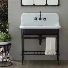 Lavabo in ceramica completo di struttura e griglia metallica Taylor Viadurini