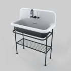 Lavabo in ceramica completo di struttura e griglia metallica Taylor Viadurini