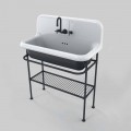 Lavabo in ceramica stile vintage con struttura e griglia metallica Taylor