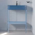 Lavabo in Ceramica con Struttura a Terra con Ripiano Made in Italy - Graffa Viadurini