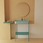 Lavabo in Ceramica con Struttura a Terra con Ripiano Made in Italy - Graffa Viadurini