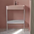 Lavabo in Ceramica con Struttura a Terra con Ripiano Made in Italy - Graffa