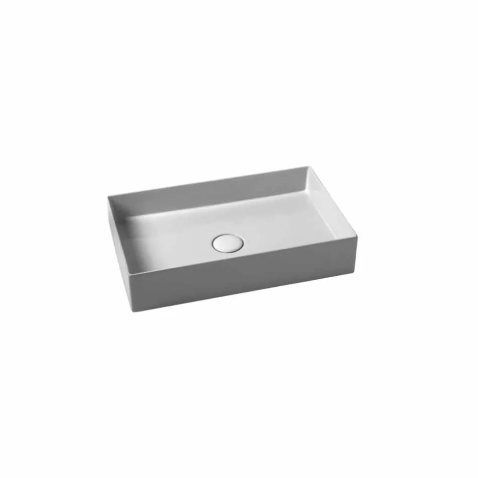 Lavabo in ceramica da appoggio design moderno Sun 60x37, made in Italy Viadurini