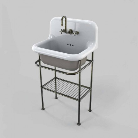 Lavabo in ceramica da muro con struttura completa di griglia Tom Viadurini