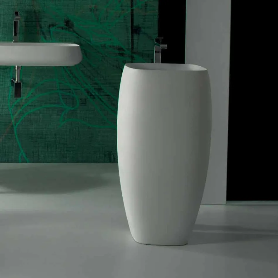 Lavabo in ceramica freestanding design moderno Gaiola, made in Italy Viadurini