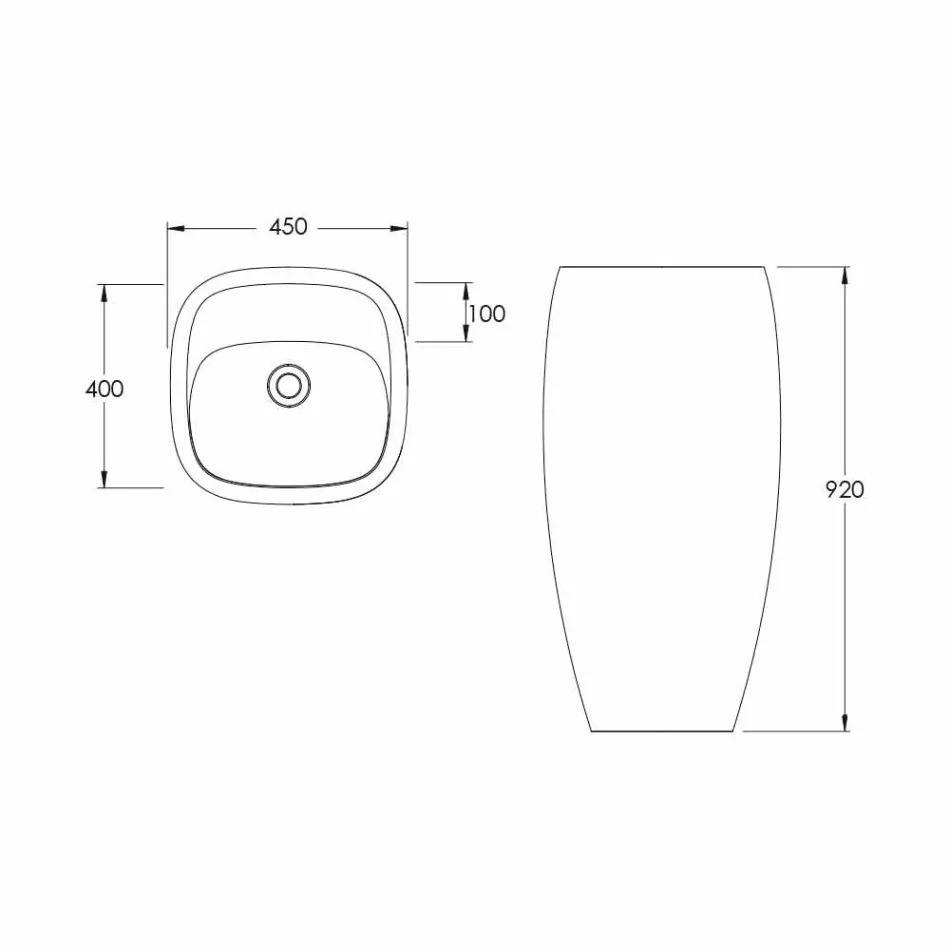 Lavabo in ceramica freestanding design moderno Gaiola, made in Italy Viadurini