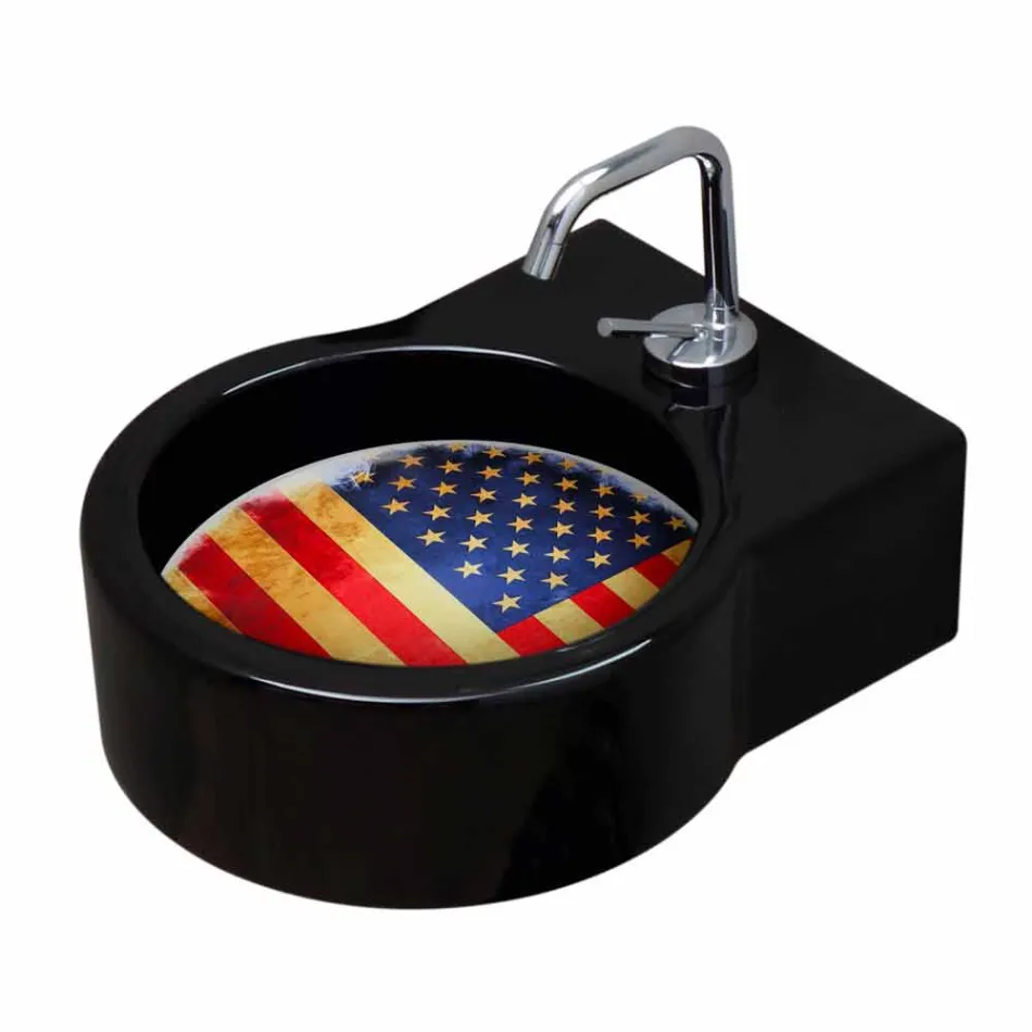 Lavabo in ceramica nero da appoggio/sospensione fatto in Italia Tor Viadurini