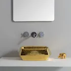 Lavabo in ceramica oro da appoggio moderno prodotto in Italia Simon Viadurini