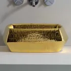 Lavabo in ceramica oro da appoggio moderno prodotto in Italia Simon Viadurini
