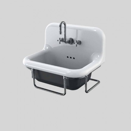 Lavabo in ceramica rettangolare da parete con struttura sospesa Jim Viadurini