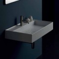 Lavabo in ceramica sospeso design moderno Sun 80x45 cm, made in Italy