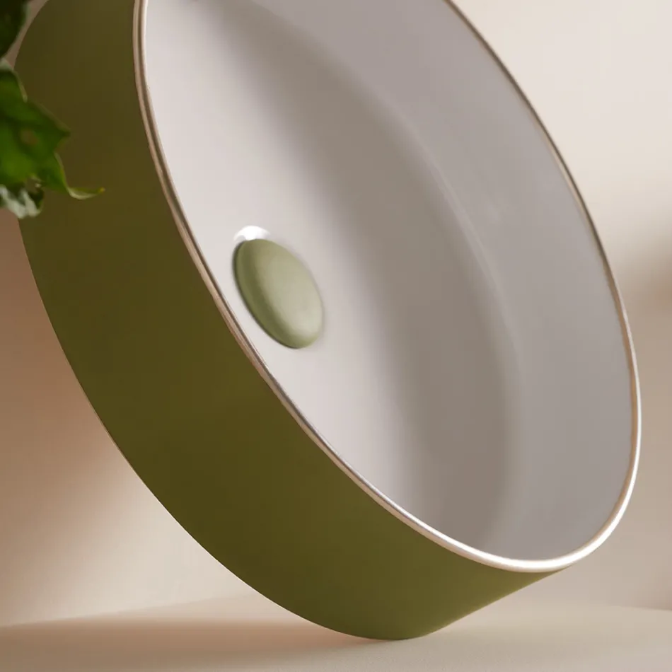 Lavabo in Grès Porcellanato di Diverse Finiture Made in italy - Busta Viadurini