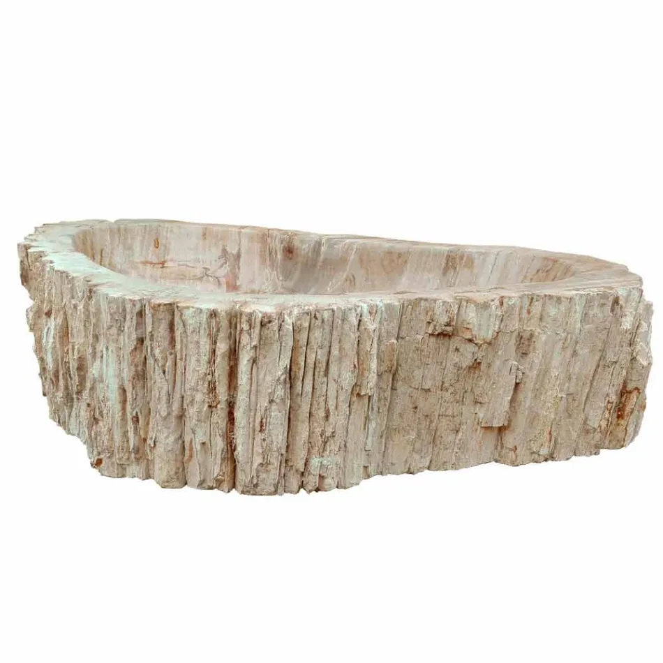 Lavabo in legno Fossile da appoggio Goa pezzo unico Viadurini