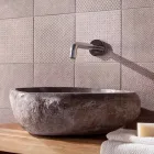 Lavabo in Pietra di Fiume da Appoggio Lavorato Artigianalmente - Aurea Viadurini