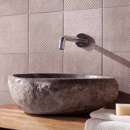 Lavabo in Pietra di Fiume da Appoggio Lavorato Artigianalmente - Aurea Viadurini