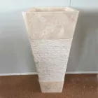 Lavabo in pietra naturale a colonna Robin, bianco pezzo unico Viadurini