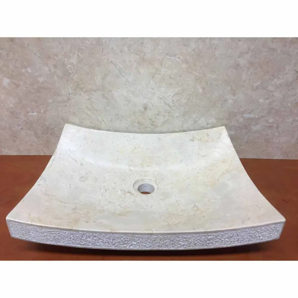 Lavabo in pietra naturale di design bianco Love, pezzo unico Viadurini