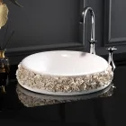 Lavabo in Porcellana con Petali Applicati a Mano Made in italy - Amarone Viadurini