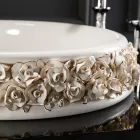 Lavabo in Porcellana con Petali Applicati a Mano Made in italy - Amarone Viadurini