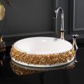 Lavabo in Porcellana con Petali Applicati a Mano Made in Italy - Amarone