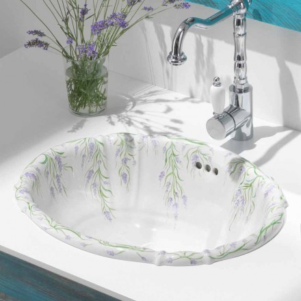 Lavabo incasso in porcellana classico fatto a mano in Italia, Santiago Viadurini