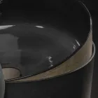 Lavabo Lusso da Appoggio Nero in Argilla Colorato Made in Italy - Tatiana Viadurini