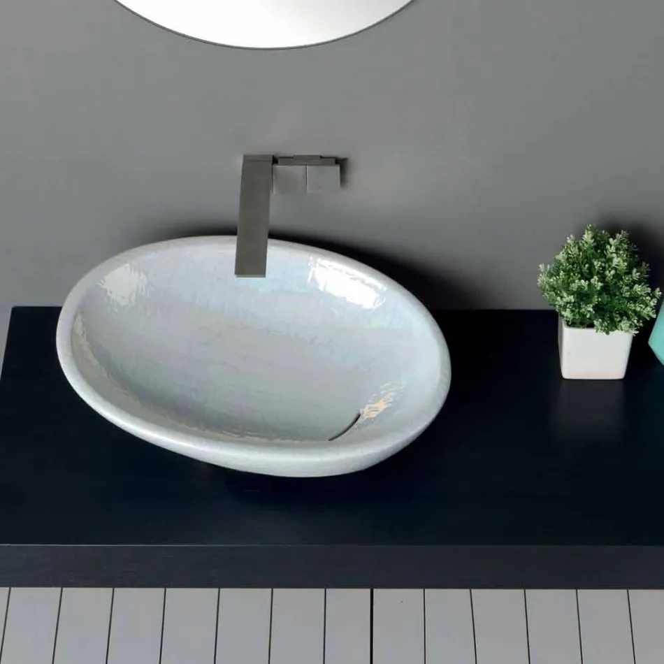 Lavabo madreperla da appoggio di moderno design made Italy Glossy Viadurini