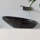 Lavabo moderno da appoggio ceramica zebrata argento made Italy Glossy Viadurini