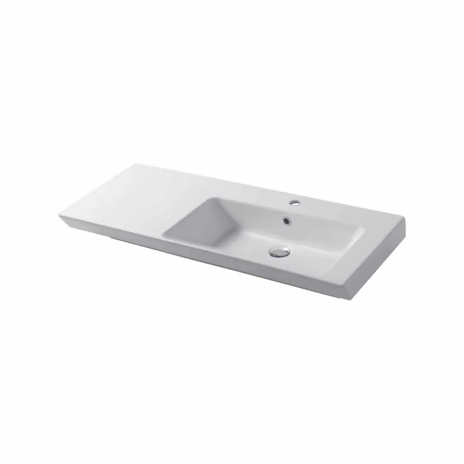 Lavabo Moderno da Appoggio e Incasso Destro in Ceramica Maida Viadurini